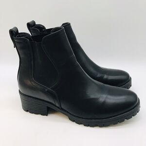Mari A Chelsea MA-Kiley Ankle Boots Women's 9M Black Chunky Block Heels Pull On